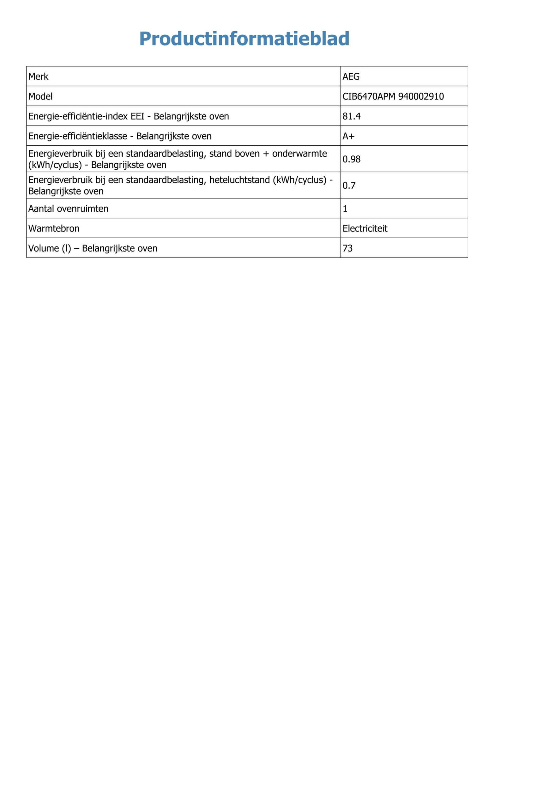 AEG Elektrische fornuis | Model CIB6470APM | 4 kookzones | 73 liter | Bridge-functie | Pyrolyse-reiniging - Afbeelding 7
