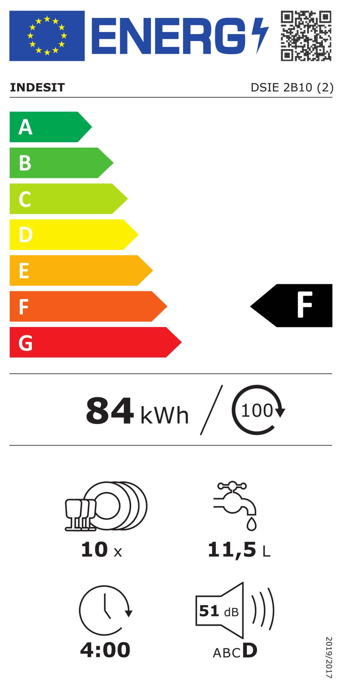 Indesit Vaatwasser | Model DSIE 2B10 | Inbouw | 10 couverts - Afbeelding 7