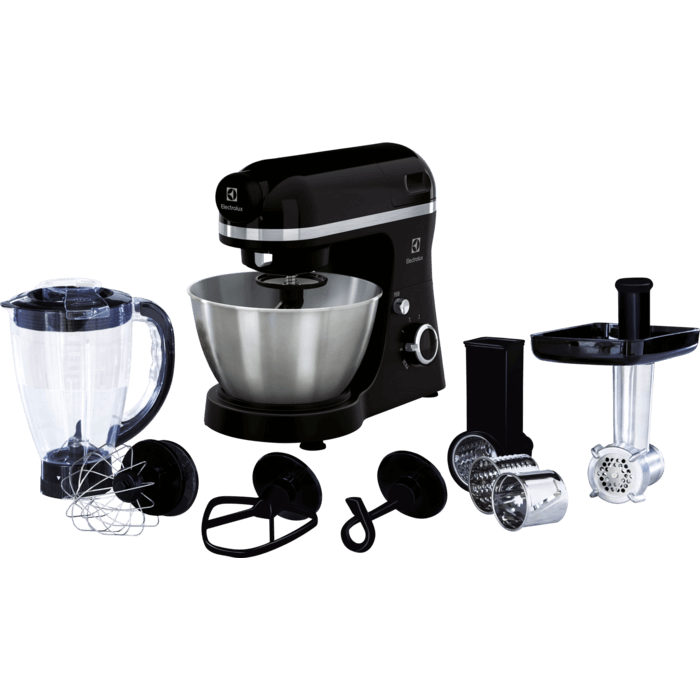 Electrolux EKM3700 inclusief accessoires: blenderkan, garde, deeghaak, vleesmolen en raspmodules