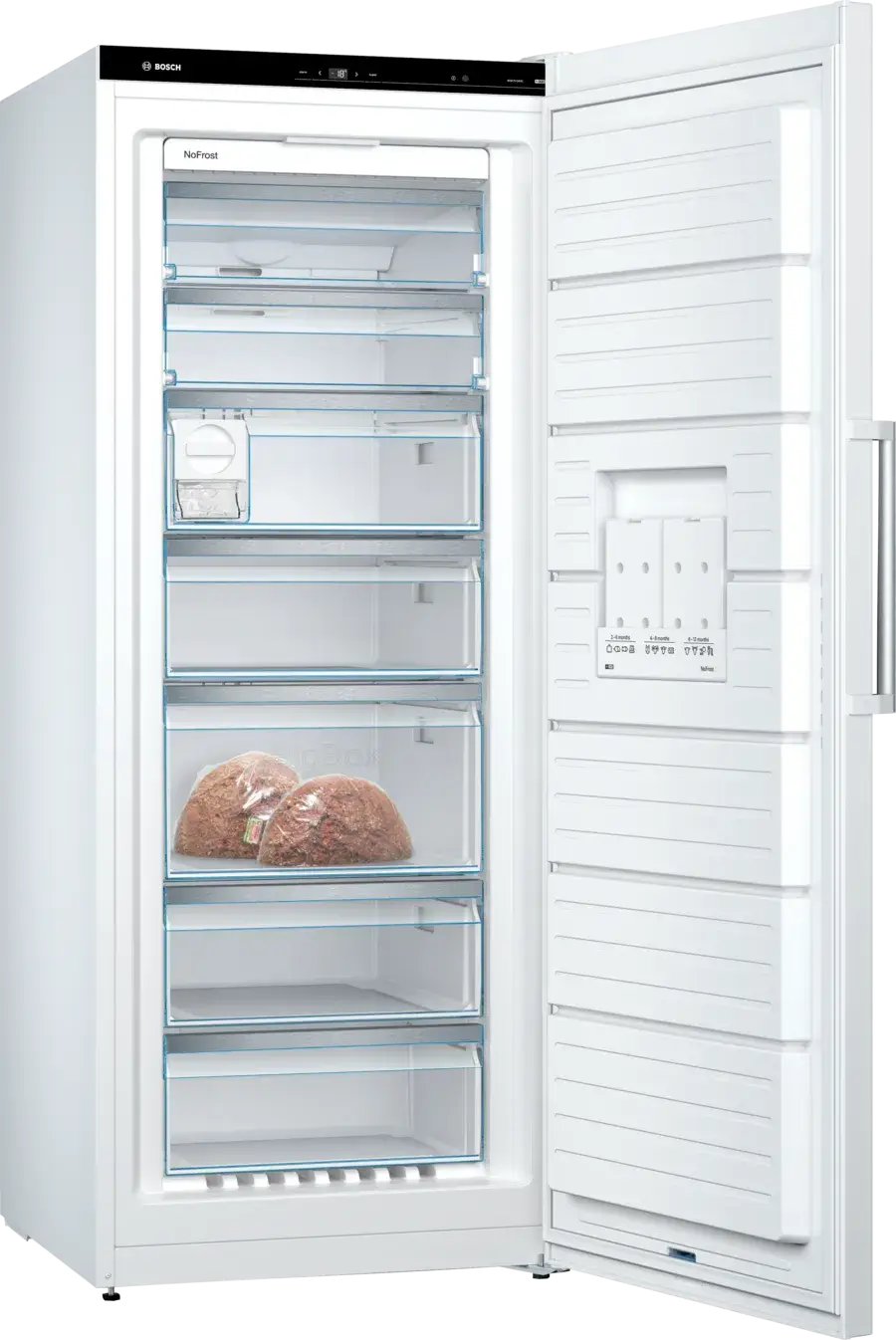 Bosch GSN54AWDV NoFrost vrieskast met 7 transparante lades, ijsblokjesmaker en ruime indeling – energieklasse D, 328 liter