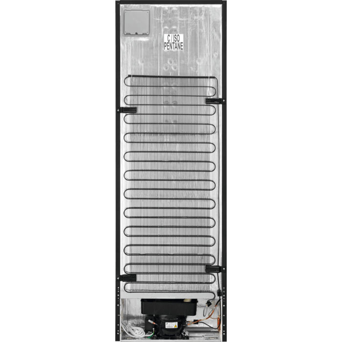 Achterzijde van de AEG RCB732E7MB met condensor en technische componenten zichtbaar