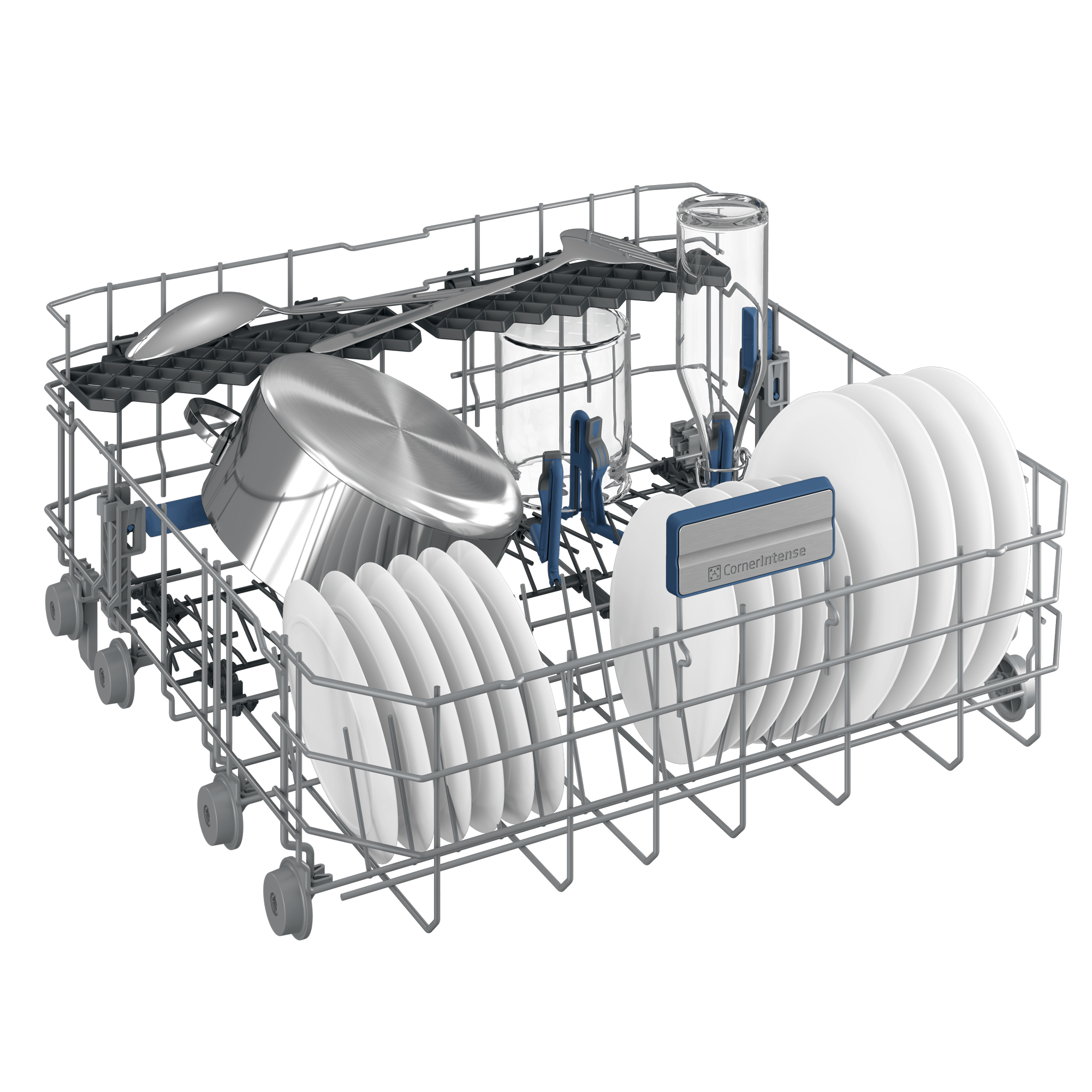Onderkorf van de Beko BDFN36640XA vaatwasser met ruimte voor pannen en grote borden