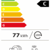 Energie-efficiëntielabel van de Beko BDFN36640XA met energieklasse C, verbruik 77 kWh per 100 cycli