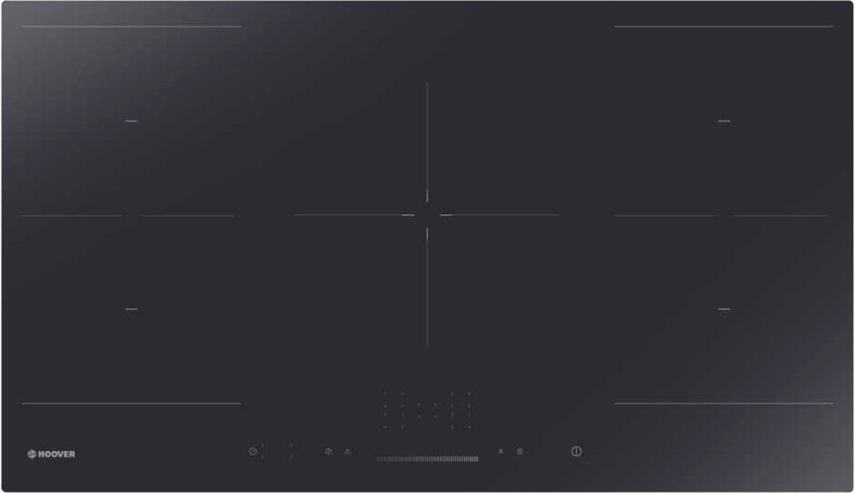 Hoover HIFS954SC inductiekookplaat met 5 kookzones en slider touch bediening – zwart glas, 90 cm breed