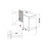 Installatietekening Whirlpool W7FHS51X met afmetingen en benodigde ruimte