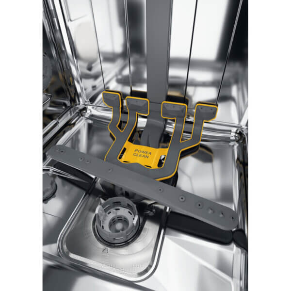 Whirlpool PowerClean zone onderin de W7FHS51X vaatwasser voor intensieve reiniging van pannen