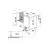 Inbouwtekening Whirlpool WB 6020 P X met exacte afmetingen in millimeters voor nis, hoogte, diepte en breedte