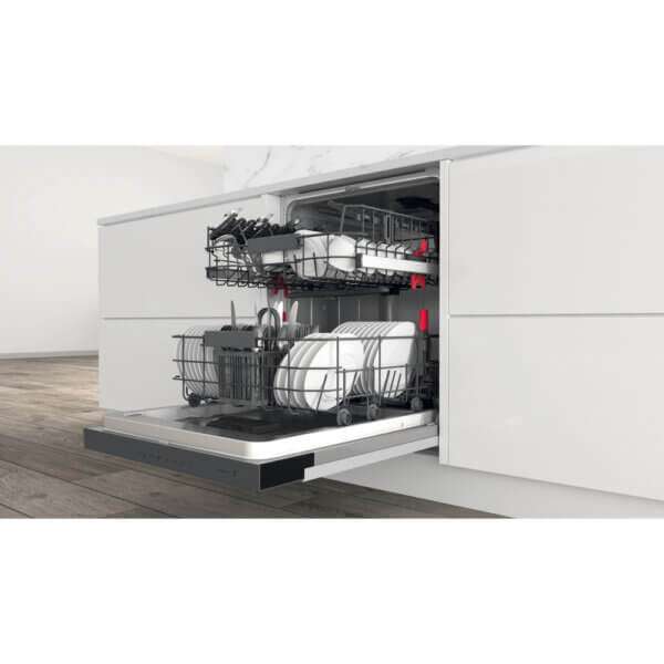 Whirlpool WB 6020 P X vaatwasser met open lade, boven- en onderkorf zichtbaar