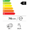 Energie-efficiencielabel van de Haier XI 6C3D0FB vaatwasser, energieklasse C, verbruik van 76 kWh per 100 cycli, capaciteit van 16 couverts, waterverbruik van 10,9 liter en geluidsniveau van 43 dB.