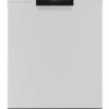 Voorzijde van de Haier FS 4D520W vrijstaande vaatwasser met digitaal display en strak wit design.