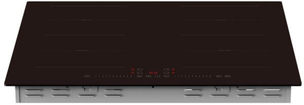 Bovenaanzicht van de PKM IN4-2FZSA inductiekookplaat met 4 kookzones en rode LED-display