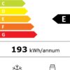 Energielabel van de Electrolux KTB2DE16S inbouw koel-vriescombinatie, energieklasse E, 193 kWh per jaar, geluidsniveau 34 dB