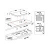 Inbouwtekening van de Whirlpool WLB4060CPNE inductiekookplaat met afmetingen, nisbreedte en minimale inbouwdiepte