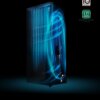 Illustratie van de LG Inverter Linear Compressor met luchtstroomtechnologie en 10 jaar garantie.