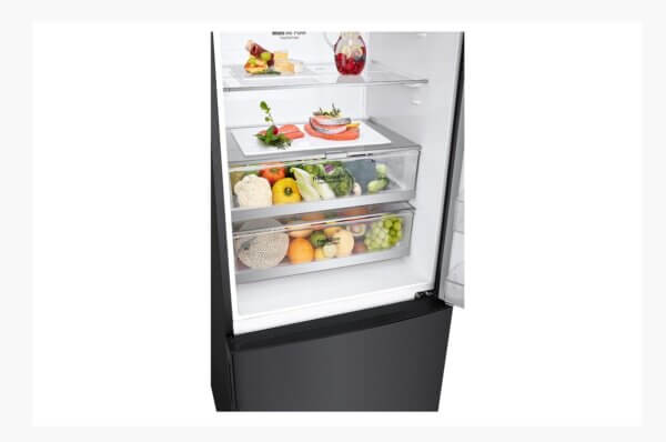 Detail van de groentelades in de LG GBB569MCAZN met Multi Air Flow en Fresh Balancer-functie.