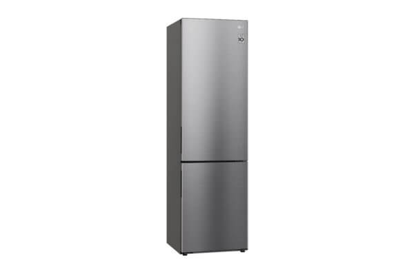 Zijaanzicht van de LG GBP62PZNAC koel-vriescombinatie in inox afwerking