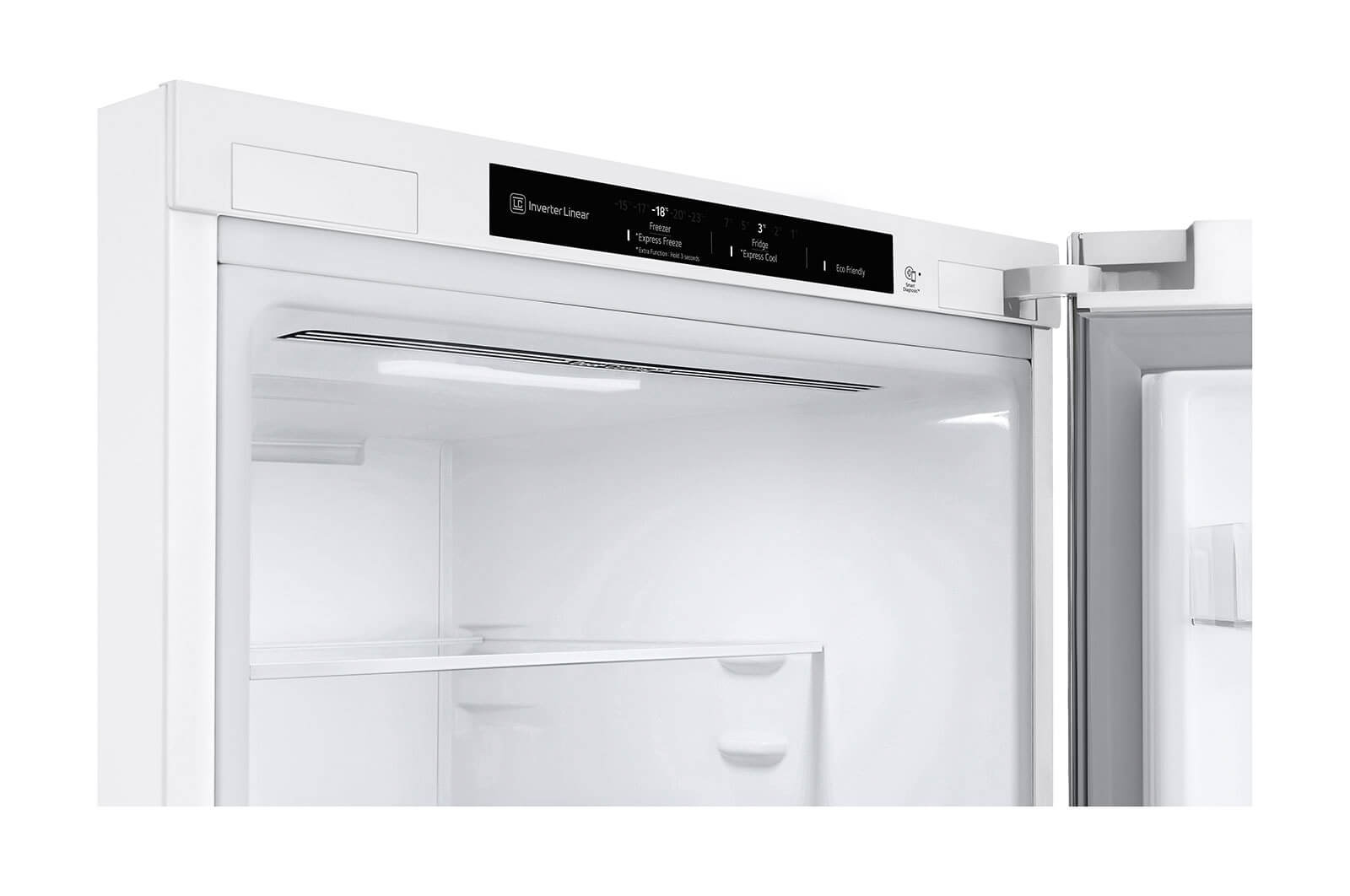 Bediening en display bovenin de LG GBV3200DSW koel-vriescombinatie