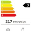 Energielabel LG GBV3200DSW koel-vriescombinatie – energieklasse D, 217 kWh/jaar, 277 liter koelruimte, 110 liter vriesruimte, 35 dB stil