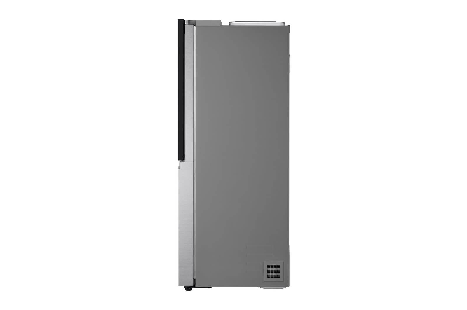 Zijaanzicht van de LG GSXE90MBAD Side by Side koelkast in inox afwerking