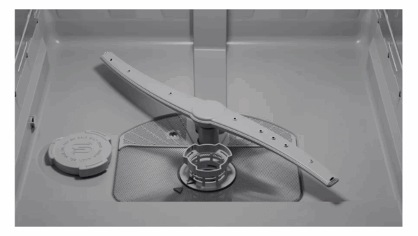 Intérieur du lave-vaisselle Siemens SN616X01EF avec bras de lavage et système de filtration