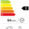 Étiquette énergétique du lave-vaisselle Siemens SN616X01EF, classe énergétique E, 94 kWh pour 100 cycles